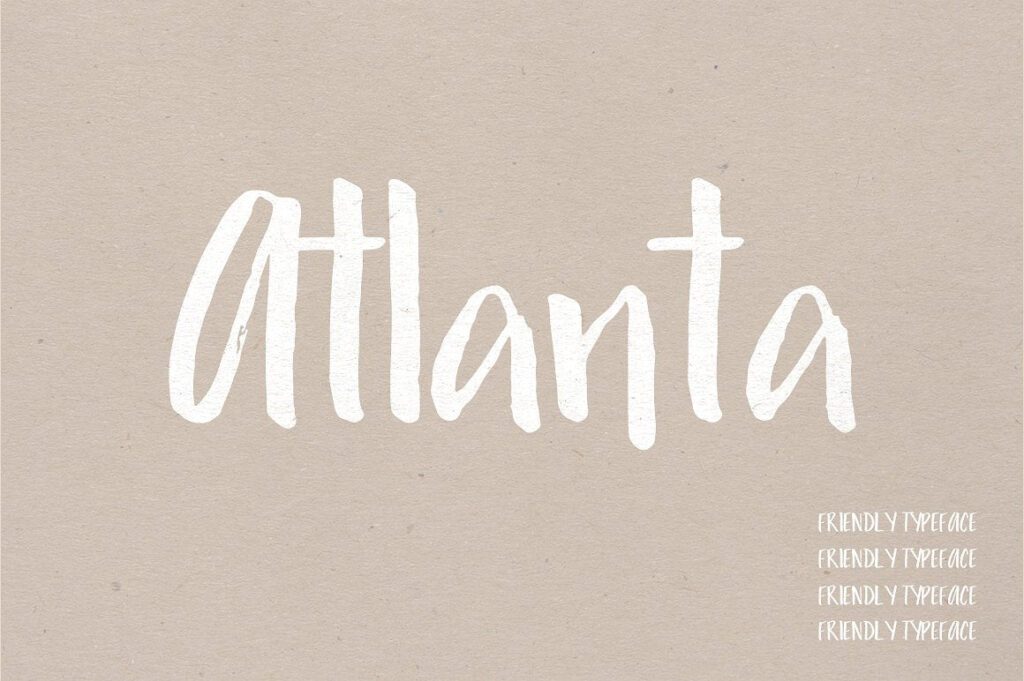 Atlanta hand made brush letter font typeface by Jen Wagner Co.