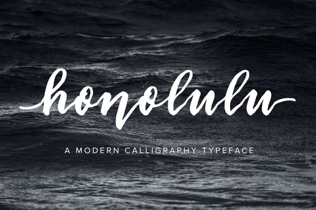 Honolulu brush pen script font typeface by Jen Wagner Co.